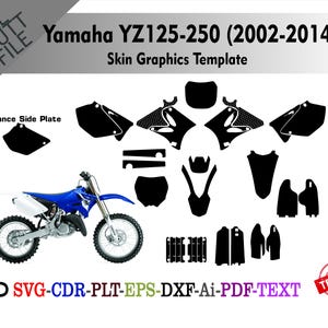 Yamaha YZ125-250 (2002-2014) Skin Vector Templete File Skin Die Cut Layout Graphic