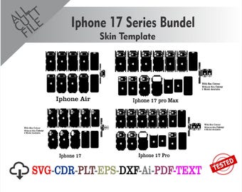 Iphone 17 series Skin vector template file skin die cut layout Bundle /Iphone 17 pro max/Iphone 17 pro/Iphone 17/Iphone Air