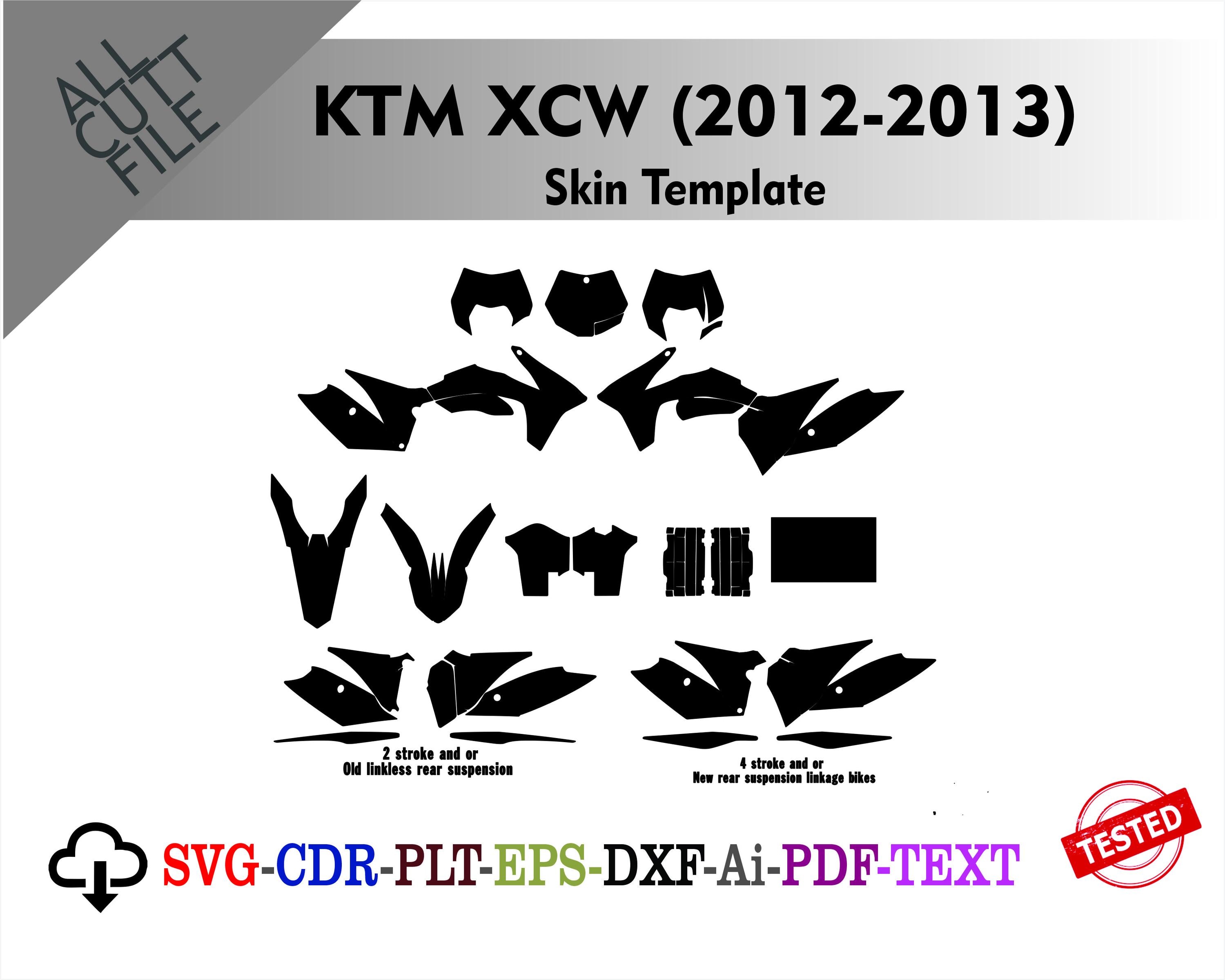 KTM XCW (2012-2013) Skin Vector Templete File Skin Die Cut Layout