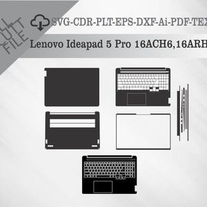 Lenovo Ideapad 5 Pro 16ACH6, 16ARH7 Skin Vector Templete File Skin Die Cut Layout