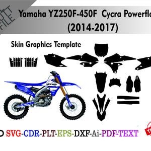 Yamaha YZ250F-450F Cycra Powerflow (2014-2017) Skin Vector Templete File Skin gestanste lay-outafbeelding