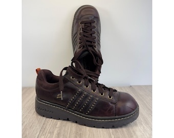 Skechers Oxford Shoes Vintage Studded Leather Brown Chunky Y2K 90s Platform 8.5