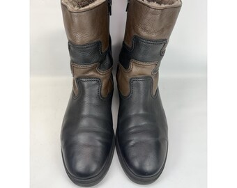 Vintage 80s Salamander Leather Fur Lined Winter Boots US 9 Made in Germany