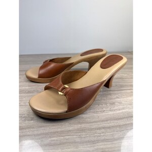 No Boundaries Y2K Mule Clogs Brown Leather Kitten Heel Vintage Y2K Boho