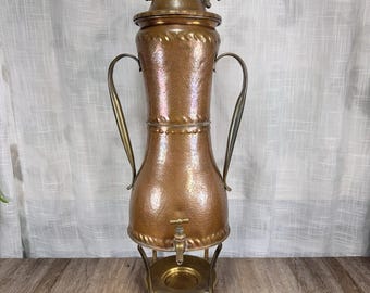 Vintage J Heichlinger Munich Handarbeit Copper Brass Samovar Urn 21in