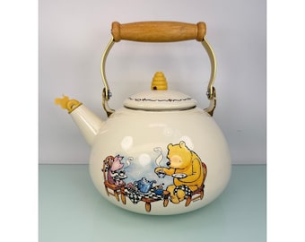Vintage 90s Selandia Winnie the Pooh Piglet Teapot Enamel Bee Whistle Disney