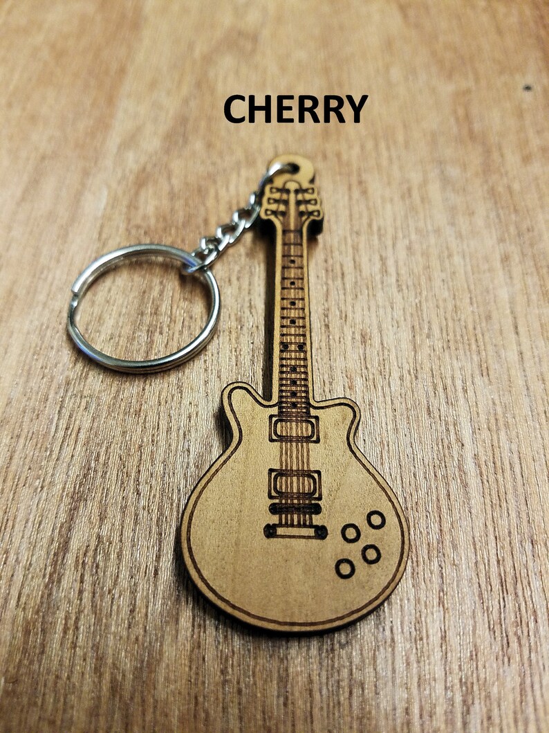 Laser Engraved Hardwood Electric Guitar Keychain Etsy