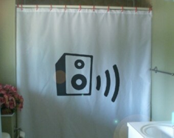 music speaker Shower Curtain loud amp boom box sound up tannoy bathroom decor kids bath curtains custom size waterproof