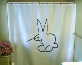 bunny vintage drawing Shower Curtain sketch line art child children cute bathroom decor bath curtains custom size long wide