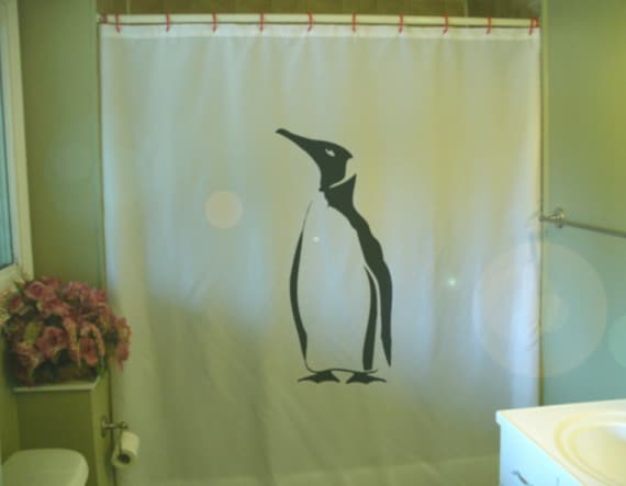 Penguin Shower Curtain Aquatic Bird Antarctic Antarctica Ice Penguin Shower Curtain Aquatic Bird, Penguin Shower Curtain