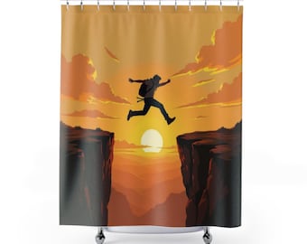 Leap of Faith Shower Curtain: Bright Motivation Bathroom Decor