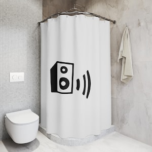 Music speaker Shower Curtain, amp up your boom box sound, music lover bathroom decor, cool musical bath curtain, play it loud, musician gift