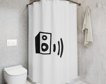Music Speaker Shower Curtain: Amp Sound, Musician Bathroom Decor