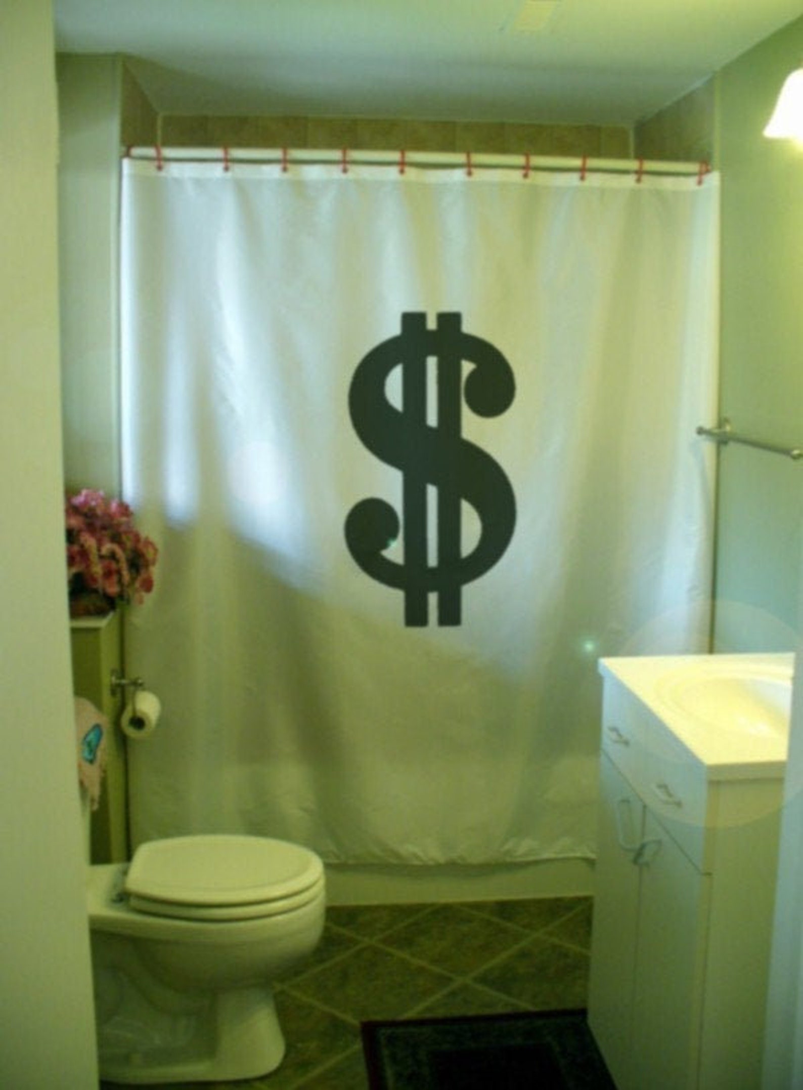Dollar Sign Shower Curtain Money Symbol Cash Wealth Greenback Buck
