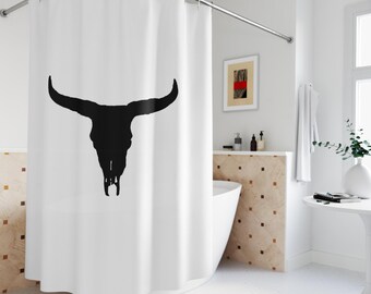 Bison Skull Shower Curtain: Western Texas Bathroom Decor