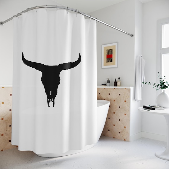 Bison Skull Shower Curtain: Western Texas Bathroom Decor