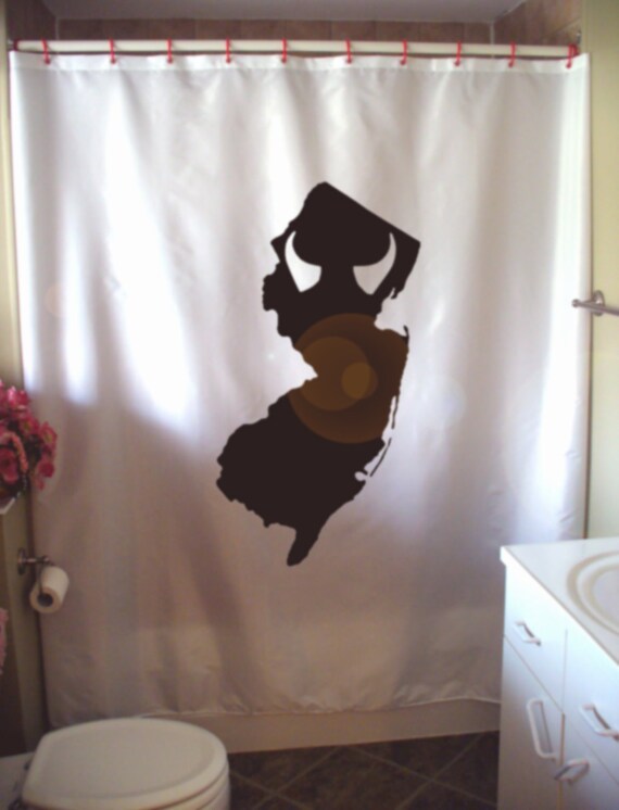 New Jersey Devil Horns Shower Curtain Nj State Usa Map America Etsy