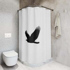 Eagle soar Shower Curtain, predator flight, bird of prey, flying high bathroom decor, nature bath curtains, a wing and a prayer, made in USA