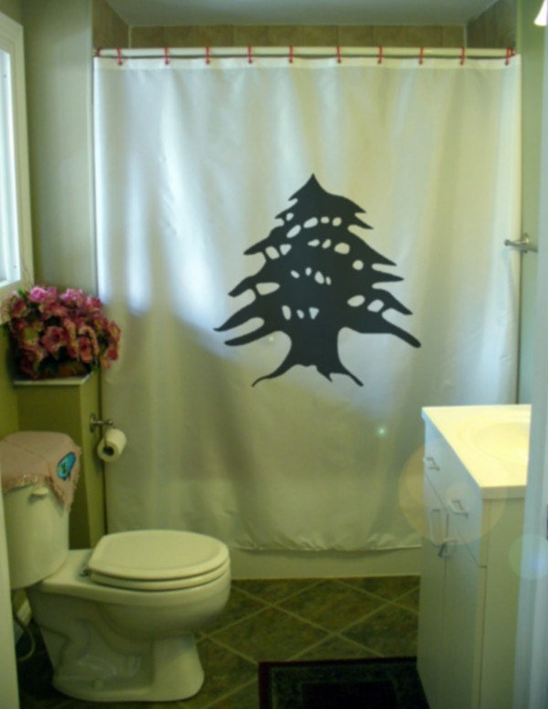 Lebanon Cedar Shower Curtain Liban Watan Lubnan Tree Lebanese Etsy
