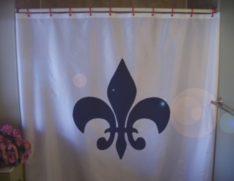 fleur de lis Shower Curtain lily France Quebec French Quebecois heraldry symbol bathroom decor kids bath curtains custom size image 1