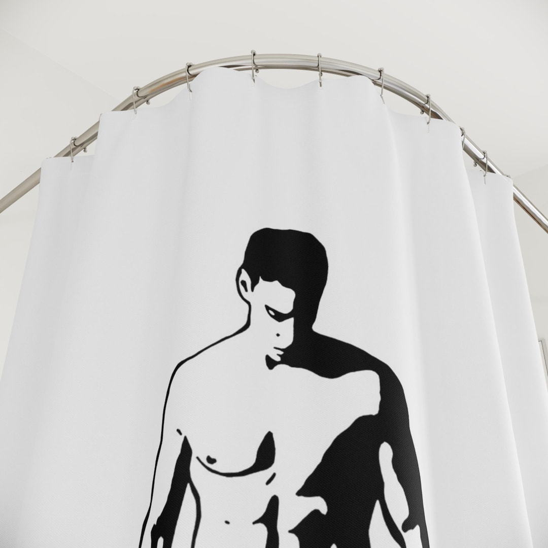 Sexy Guy Shower Curtain, Topless Torso Towel Dude, Male Nude Gay Man