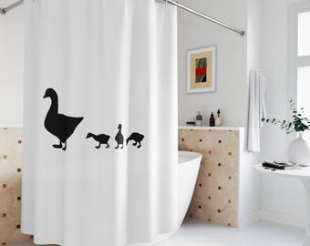 Duck and Ducklings Shower Curtain: Farmhouse Bathroom Decor
