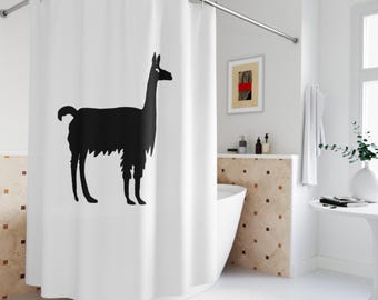 Llama Shower Curtain: South American Andes Animal Bathroom Decor