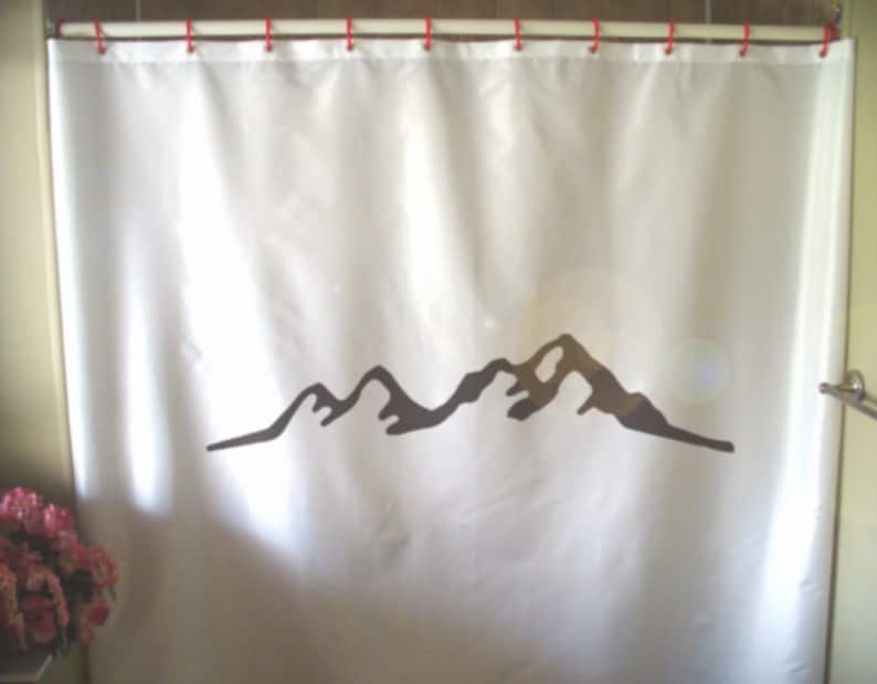 Mountain Range Shower Curtain Mountains Peak Rugged Horizon Etsy