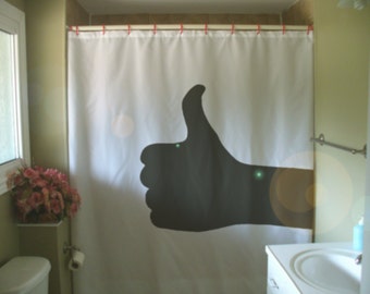 thumbs up Shower Curtain good to go thumb approve agree yes live positive bathroom decor kids bath curtains custom size waterproof