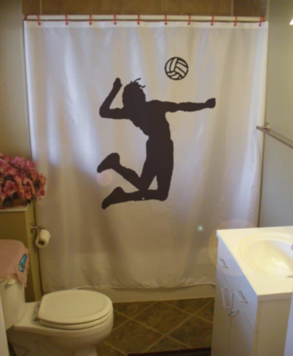 Volleyball Spike Shower Curtain Ace, Sports Shower Curtains Bathroom Accessories