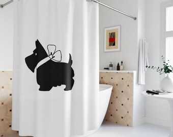 Scottie Dog Shower Curtain: Scottish Terrier with Bow