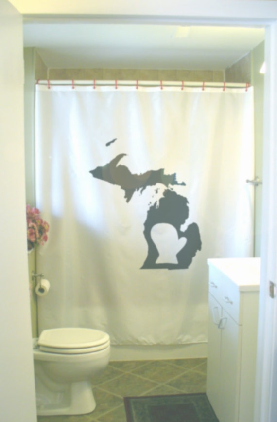 Michigan Mitten Shower Curtain Mi State Usa Map America Lower Etsy