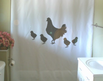 hen and chicks shower curtain chicken mother baby love family farm animal pet bathroom decor bath curtains custom size waterproof