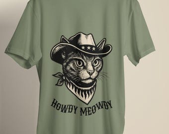 Howdy Meowdy Cat T-Shirt: Funny Cowboy Cat Lover Gift