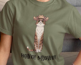 Howdy Meowdy Cat T-Shirt: Funny Cowboy Cat Lady Gift