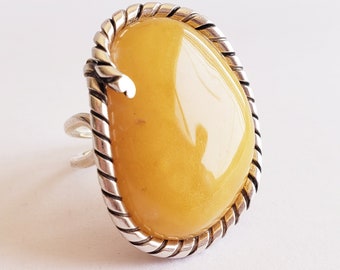Amber Ring - Sterling Silver Ring - Baltic Amber ring - Butterscotch Amber Jewelry - Silver ring - Genuine Amber Ring - Real Amber ring