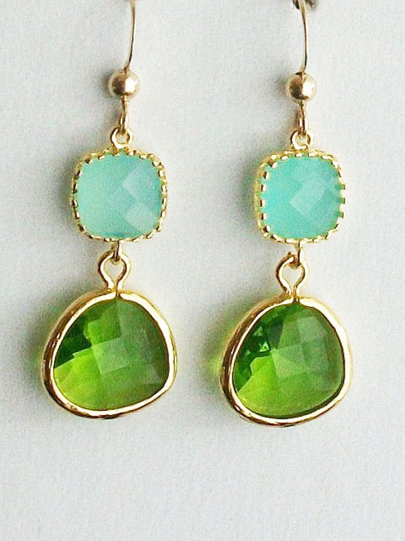 Items similar to Mint Earrings, Peridot Earrings, Peridot gold earrings ...