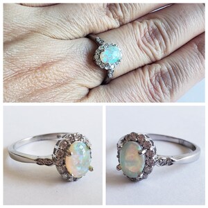 Opal Ring – Silver Ring – Sterling Silver Jewelry – CZ Ring – Opal Jewelry – Statement ring – Silver Ring - CZ Jewelry - Wedding, Engagement