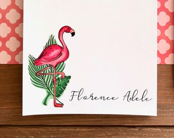 Personalized Flamingo Notepad | Tropical Stationery Notebook | Flamingo Gifts for Women, Kids, and Her | 5.5 x 8.5 Magnetic Paper Note Pad