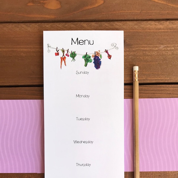 Magnetyczny notatnik z tygodniowym planem posiłków | Spersonalizowana lista menu | Magnetyczny notatnik do planowania posiłków na lodówkę | Prezenty kuchenne | 4,25 x 11