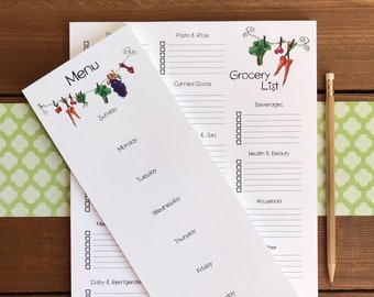 Weekly Meal Plan and Grocery List Pad with Categories | Menu Planner & Grocery Shopping List Notepad | Set of 2 Magnetic Notepads for Fridge