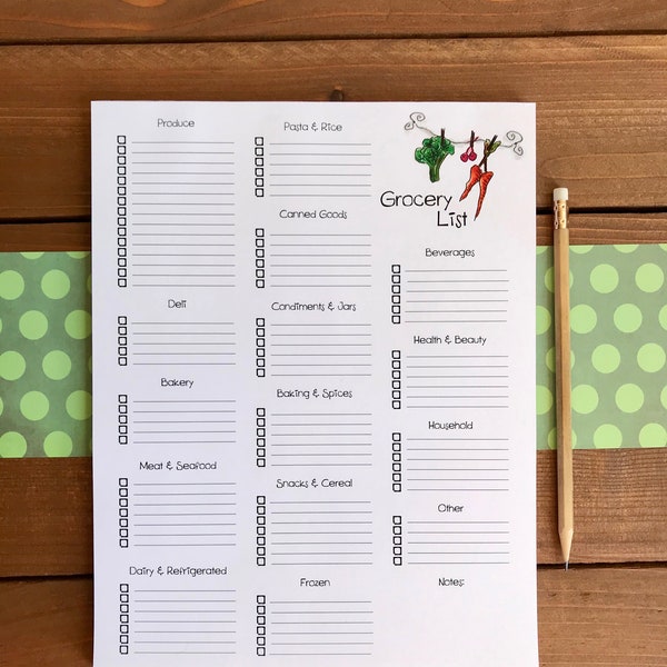 Personalized Grocery List Notepad | Grocery Shopping List | Gift for Mom | Housewarming Gift Ideas | 8.5 x 11 Magnetic Paper Pad