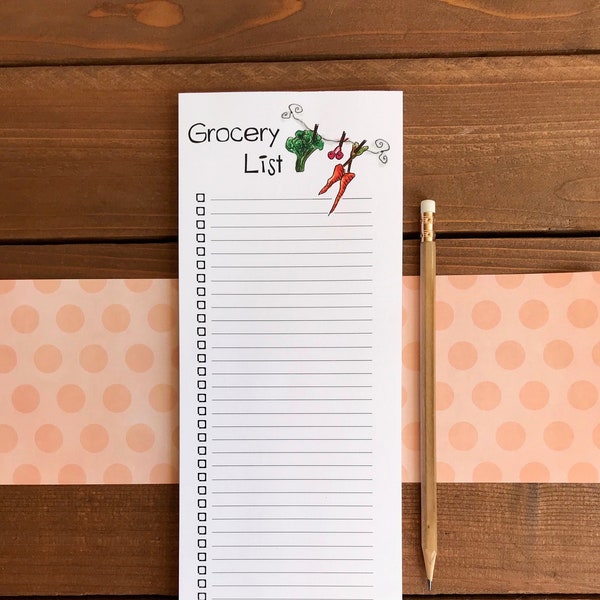 Magnetic Grocery List Notepad | Personalized Grocery Shopping List Notepad for Fridge with Magnet | Kitchen List Pad | 4.25 x 11 | 52 Sheets