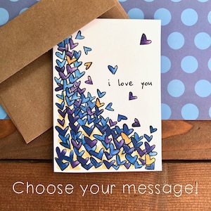 Tumbling Hearts Note Cards | Personalized Heart Card | Heart Stationery | Set of 8 cards