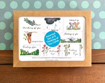 Thinking of You Boxed Notecard Set | 8 Unique Encouragement Cards | Thinking of You Card Pack for Friend, Him & Her