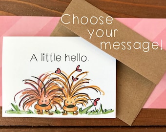 Porcupine Cards | Personalized Cards for Kids, Women, Teachers | Thinking of You, Birthday, Just Because Cards, Blank | Set of 8 Notecards