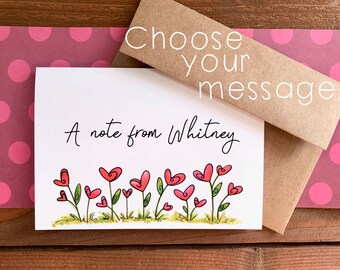 Personalized Heart Flowers Notecards | I Love You Greeting Card | Thank You Notes, Happy Birthday, Thinking of You | Set of 8 with Envelopes