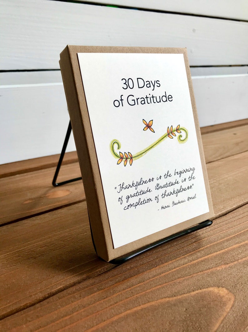 30 Days of Gratitude Activity Cards with Quotes Family Conversation Starter Cards Gratitude Gift Boxed Set with Stand image 6