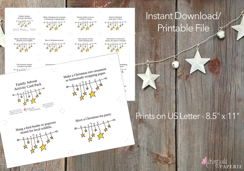 Family Advent Activity Ideas Advent Calendar Cards Christmas Countdown Traditions for Kids Instant Digital Download, Printable File image 2