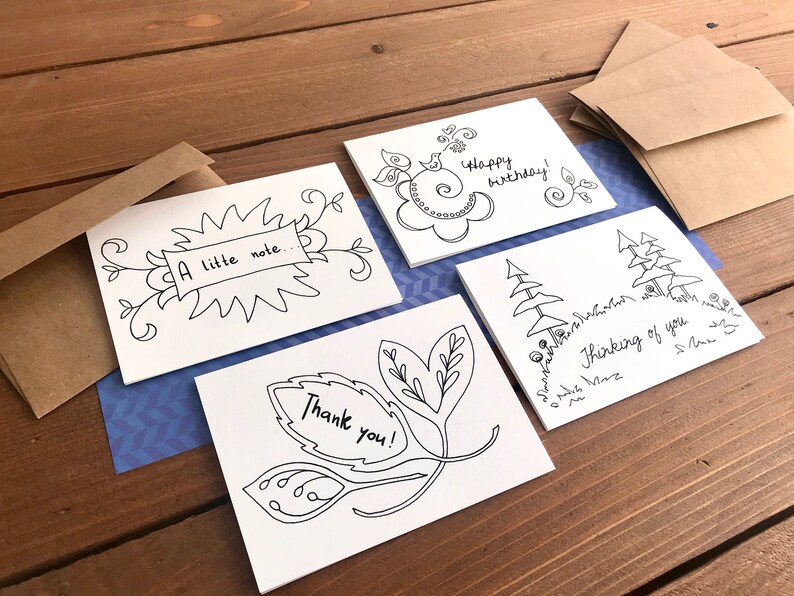 Color Your Own Cards Worded Coloring Greeting Card Kit For Etsy